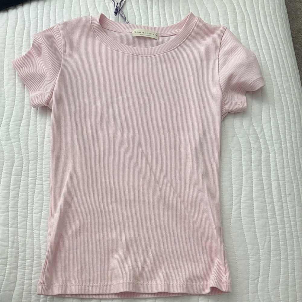 Pink Kids Ribbed T-Shirt